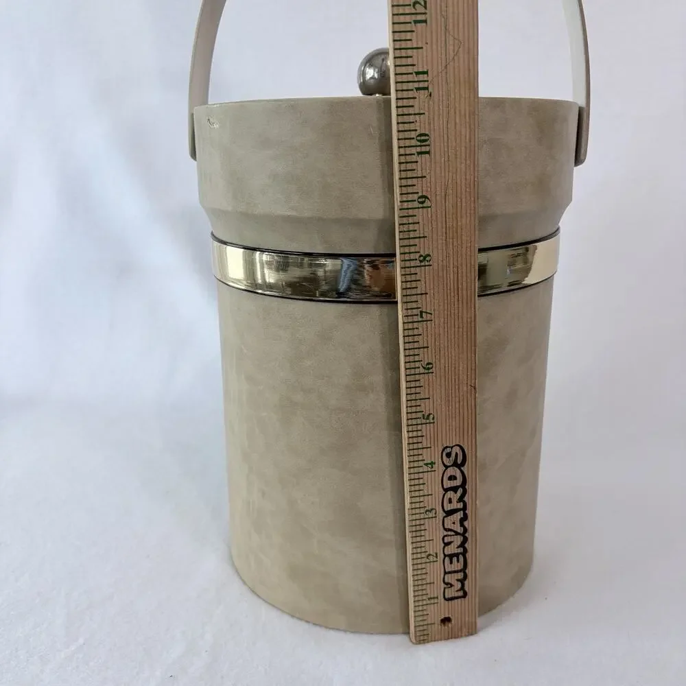 Shelton Designs Ice Bucket Tall Handle Tan MCM Quiet Luxury 70s Beach Bar USA